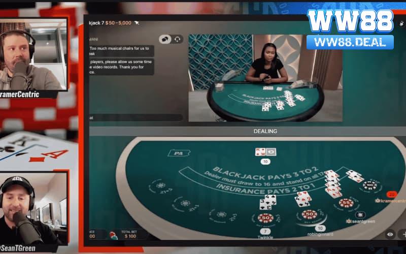 Blackjack livestream WW88 giúp bạn chơi bài trực tiếp với dealer